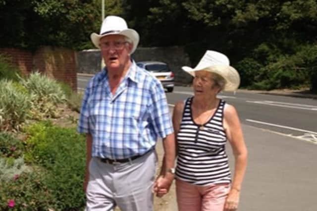 Frances and Dave Camp walking down to Stokes Bay five years ago.