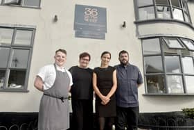 36 On The Quay's Sous Chef is taking part in Master Chef: The Professionals which will air tonight on BBC One at 9pm. 
Pictured is: (l-r) Dara Ryan, sous chef, Karolina Sobierajska, restaurant manager and owners Martyna and Gary Pearce.

Picture: Sarah Standing (101023-9183)