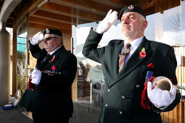 Buglers Dave Mence, left, and Steve Vaughan Picture: Chris Moorhouse (jpns 110222-14)