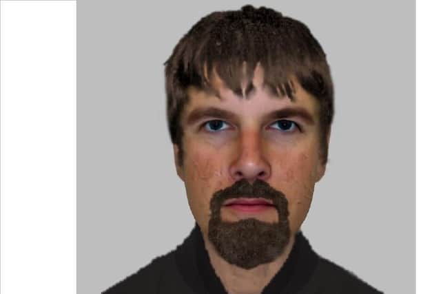 The man, aged between 30-and-35-years-old, was seen pedalling away on a bike carrying two bags for life. Picture: Hampshire Constabulary.
