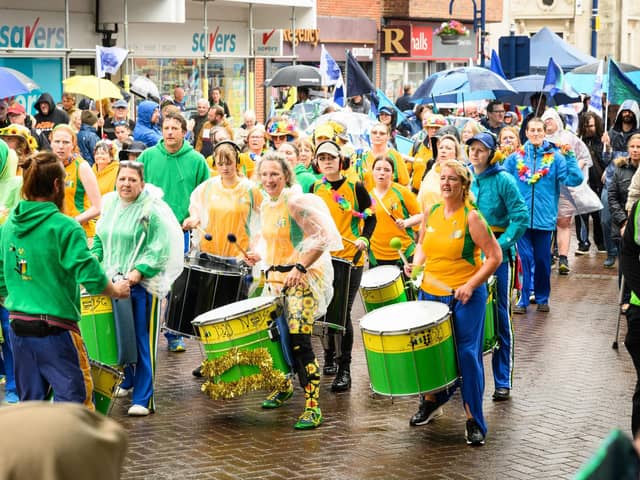 Pictured is: Fantastic drummers entertained the crowds
Picture: Keith Woodland (170721-64)