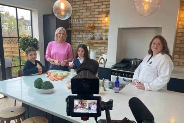 GMB reporter Michelle Morrison with her children and Dr Fay Couceiro from University of Portsmouth.