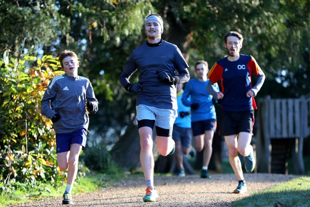 Runners break away at Staunton Country Park, Havant