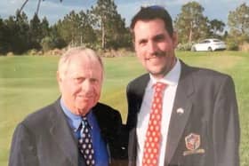 Former Hampshire golf captain Martin Young with the legendary Jack Nicklaus at The Concession Club.