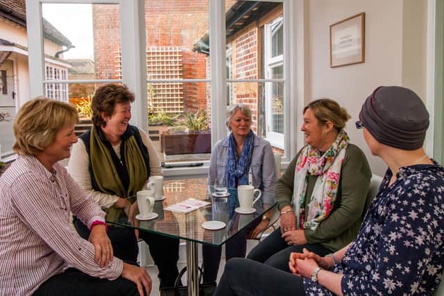Members of a support group at Breast Cancer Haven, in The Square, Titchfield.