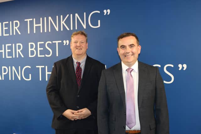 MBE recipient Lee Miller (right) alongside Thinking Schools Academy Trust chief executive, Stuart Gardner.