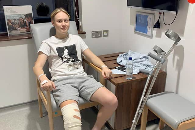 Josh Hughes, aged 16, underwent a knee operation last weekend after public donations raised more than £5,000 to fund the procedure