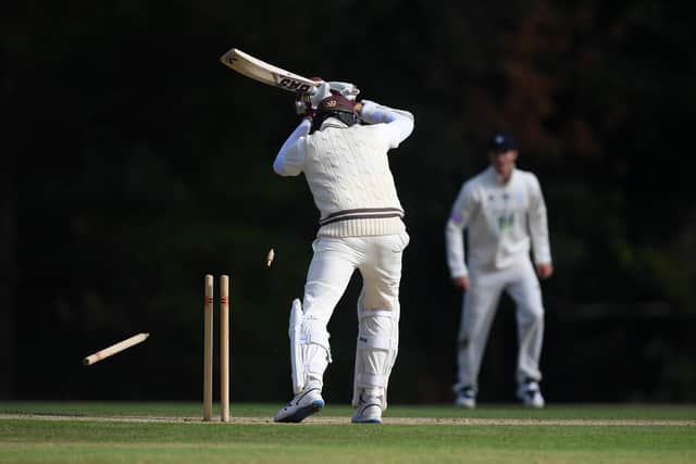 Morne Morkel  is bowled to give James Fuller his hat-trick. Photo by Alex Davidson/Getty Images.