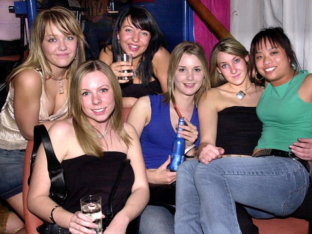 Clubbers having a good time at the Bar Bluu in Clarendon Road, Southsea, in the 00s.