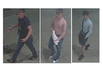 These three men are wanted by police after a man was attacked and left with a bleed on the brain in Portsmouth,