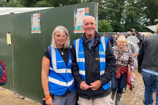 Ray Weedon with Caroline Jones, both from Suffolk, volunteers at the Wickham Festival 2021 