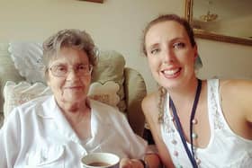 Valerie Emery from Portsmouth with her Age UK befriender Suzy, a nurse at Queen Alexandra Hospital, before the coronavirus pandemic