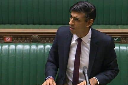 Chancellor Rishi Sunak pictured giving his speech in parliament. Photo: PA Wire/Parliament