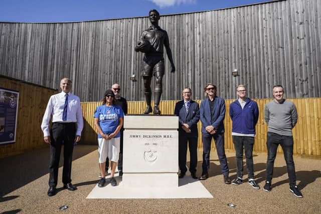 Jimmy Dickinson statue during the EFL Sky Bet League 1 match between Portsmouth and Lincoln City at Fratton Park on September 23, 2023. Picture: Jason Brown.