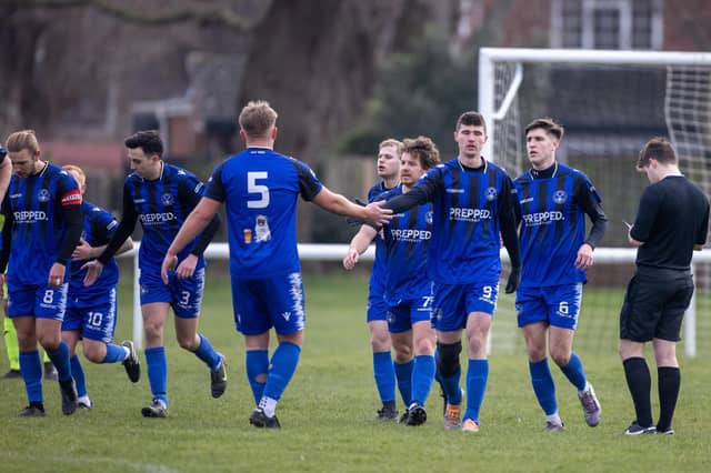 Clanfield have just scored again at Hayling United. Picture by Alex Shute