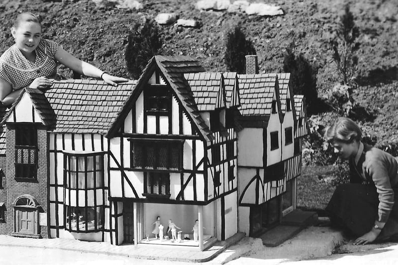 Southsea model village with a Tudor style house around 1960.
