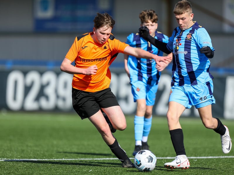 Castle United (orange) v Fleetlands Reds. Picture: Chris Moorhouse