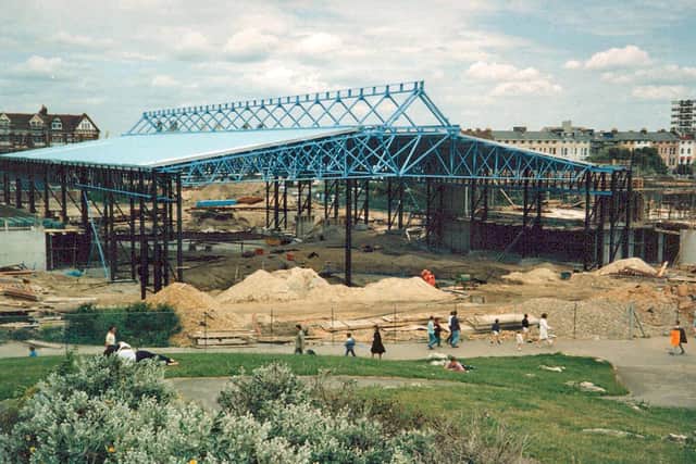 Construction of The Pyramids Centre on Southsea seafront. Does anyone have a date?  Picture: Steve Spurgin.