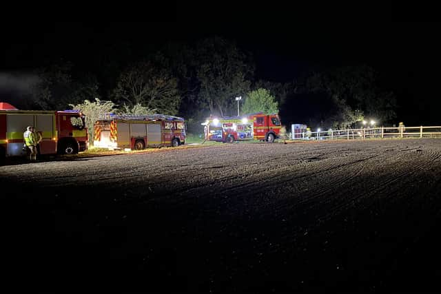 The fire at a stables in Warsash last night. Photo: Karl Manners