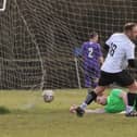 Pompey  Chimes score from the penalty spot. Picture by Kevin Shipp