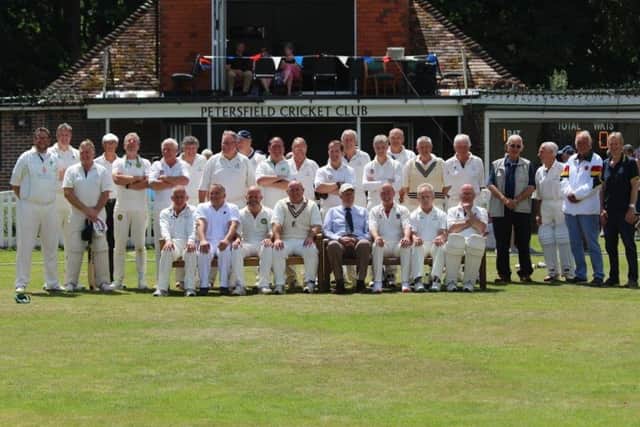 The two teams at the Jim Smallbone memorial match at Petersfield CC. Picture by Rob Allerston.