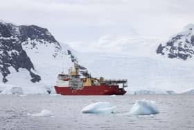 HMS Protector carries out survey work around the Antarctic Peninsula as part of conservation and climate change research.