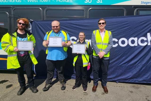 Cllr Chris Attwell, with the three winners