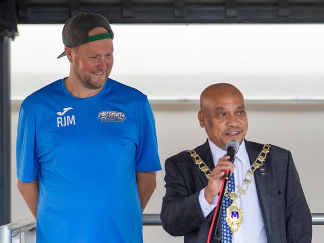 Portsmouth Force Chairman Rob Milner with Deputy Lord Mayor Cllr Abdul Kadir opening the event. Pic: AT Sports Photography