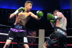Lucas Ballingall, left, fights for the English lightweight title in Sheffield on Friday. Picture: Mick Young