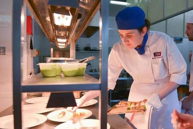 Molly Greenwood, 19, working in Fareham College's skills kitchen. 