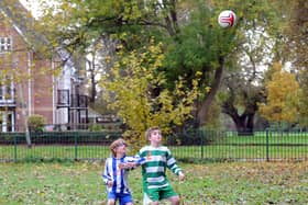 Children under 12 are banned from heading the football in training now. Picture: Paul Jacobs  (123672-9)