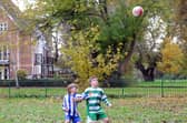 Children under 12 are banned from heading the football in training now. Picture: Paul Jacobs  (123672-9)