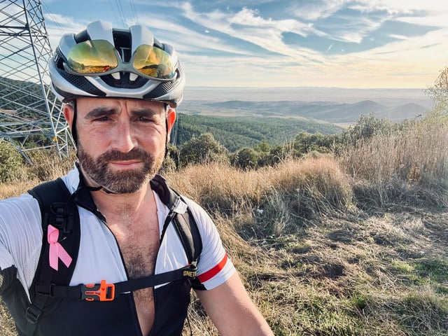 Matt Mallett tackling one of the huge climbs and taking in the stunning Spanish scenery during his 895 km charity ride from the Bay of Biscay to the Mediterranean.