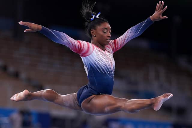 The USA's Simone Biles in the Women's Balance Beam Final at Ariake Gymnastic Centre. Picture: Mike Egerton/PA Wire.