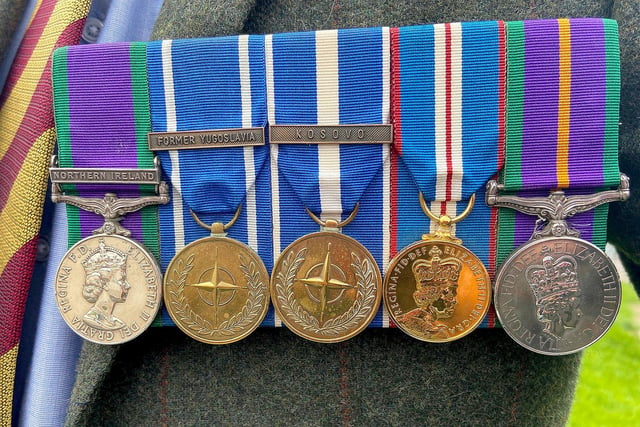 Event organiser Dave McKenna's medals proudly on display.