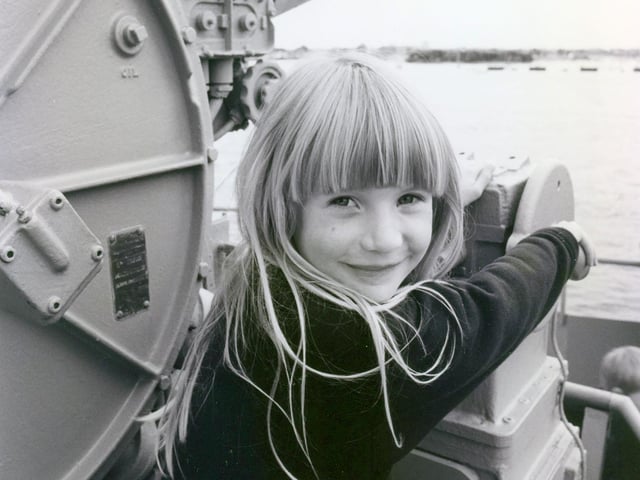 Sarah Springett from Old Portsmouth, prepares to fire gun on board ship during Portsmouth Navy Days.Picture: (4397-2)