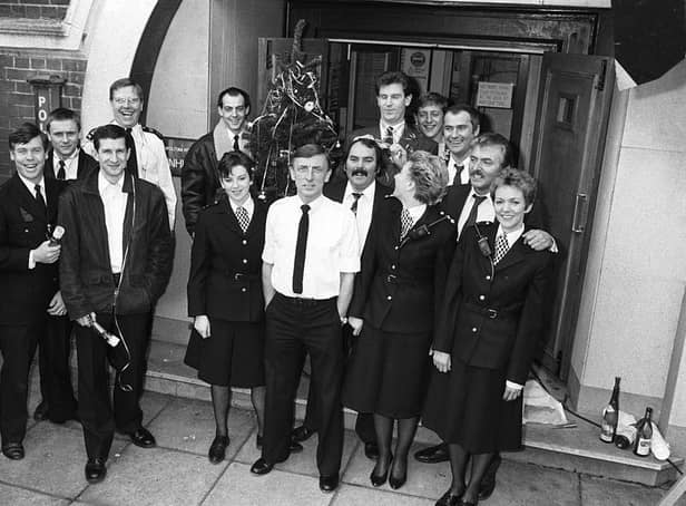 Cast of ITV television show The Bill on December 22, 1988.