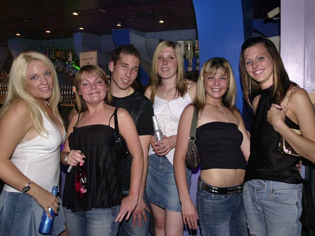 Clubbers having a good time at the Time & Envy nightclub, South Parade, Southsea in the 00s.