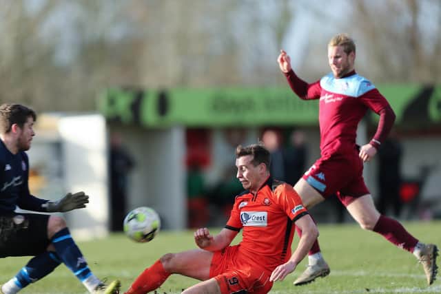 Jason Parish rescued a point for AFC Portchester at Fleet Town. Picture: Chris Moorhouse