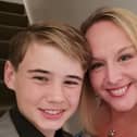 Sam Grant, 14, with his mother, Helen Grant.