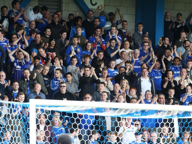 Pompey fans at Bury in 2014.