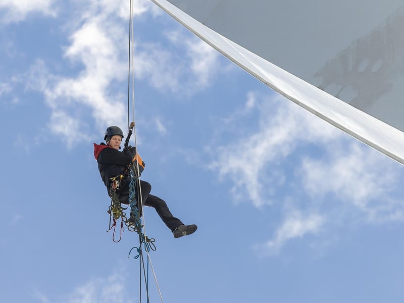 Firefighters using their equipment on the Spinnaker Tower during the UKRO event at Gunwharf Quays. Picture: Mike Cooter (280924)