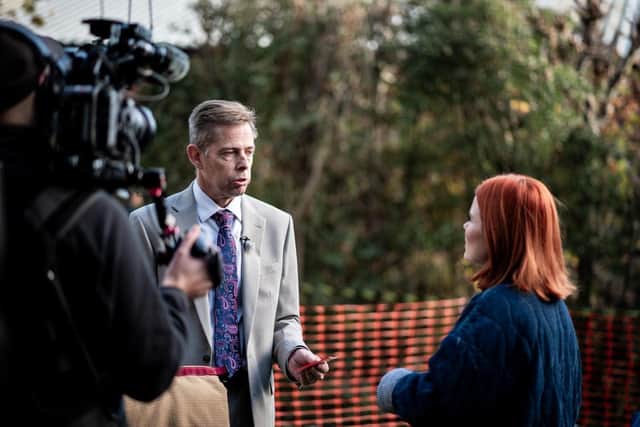 PRIME TIME: Barnbrook Systems managing director Andrew Barnett being interviewed on The One Show