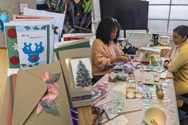 Advance Charity has been getting creative to raise funds.
Pictured: Staff at the charity making Christmas cards.