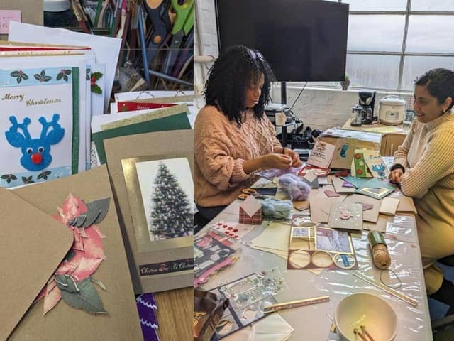 Advance Charity has been getting creative to raise funds. 
Pictured: Staff at the charity making Christmas cards.