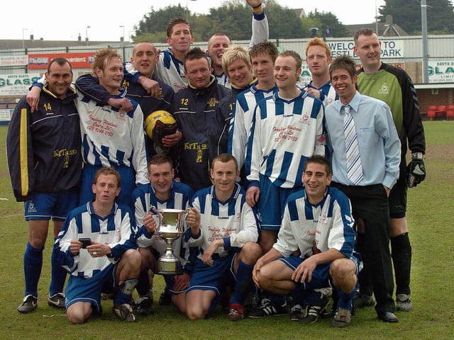 Havant Sunday League Senior Cup winners AFC Hayling celebrate in 2006.