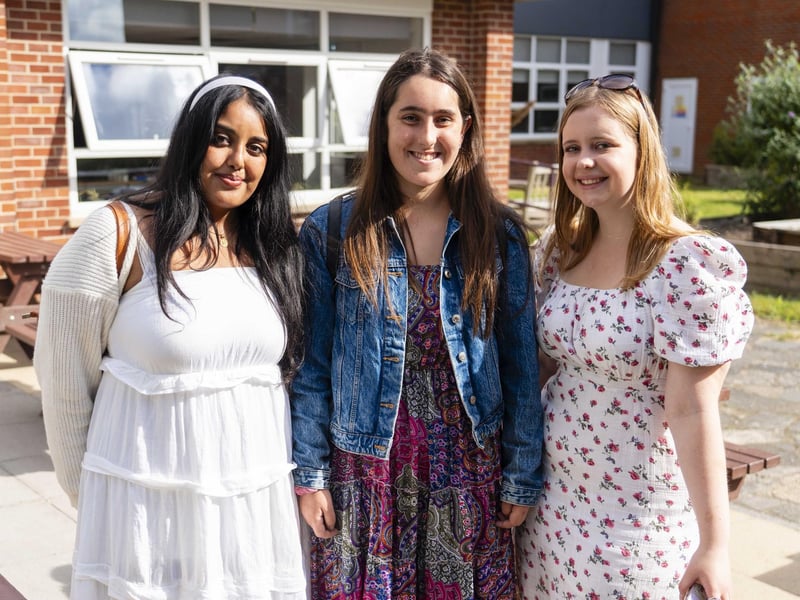 Nikita Acharjee, Eva Buchanan & Molly arrive to get their results.
