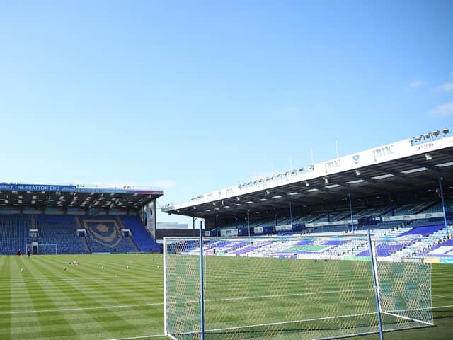 An empty Fratton Park is pictured ahead of the match between Portsmouth and Gillingham at Fratton Park on February 27, 2021 in Portsmouth, England.  (Photo by Warren Little/Getty Images)