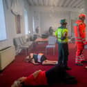 Emergency services exercise at Historic Dockyard, Portsmouth on Thursday 19th June 2025  Pictured: Emergency services arriving at the scene of the improvised explosion  Picture: Habibur Rahman