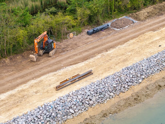 The design includes a sloped earth embankment with a footpath along the top of it which will also have a rock armour toe to dissipate wave energy, preventing more erosion of the shoreline.  Picture:Marcin Jedrysiak